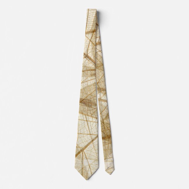 Rustic Beige Lace Leaves Tie (Front)
