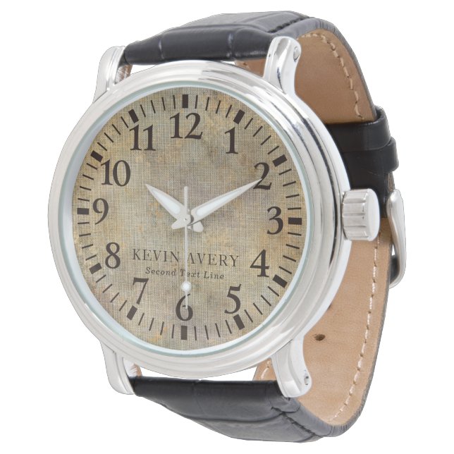 Rustic Beige Linen Texture Watch (Angled)