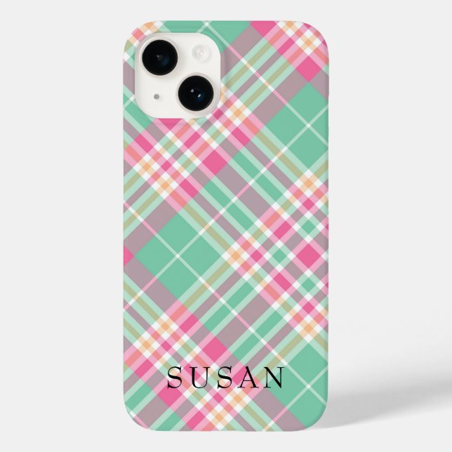 Rustic Beige Red Buffalo Check Monogram  Case-Mate iPhone Case (Back)