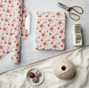 Rustic Beige Vintage Snowflake Christmas  Wrapping Paper