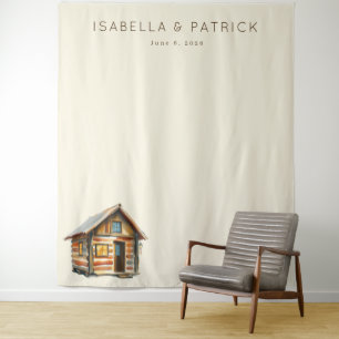 Rustic Beige Vintage Wooden Cabin Tapestry
