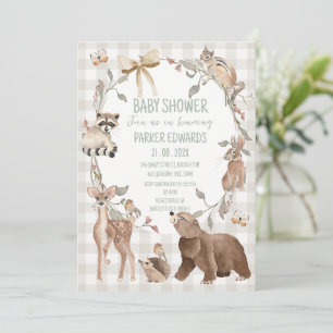 Rustic Beige Woodland Baby Shower Invitation