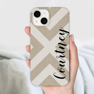 Rustic Beige X Chevron Monogram Case-Mate iPhone 14 Case