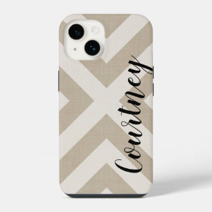 Rustic Beige X Chevron Monogram iPhone Case