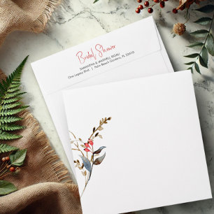 Rustic Berries & Botanicals Return Address Square Envelope