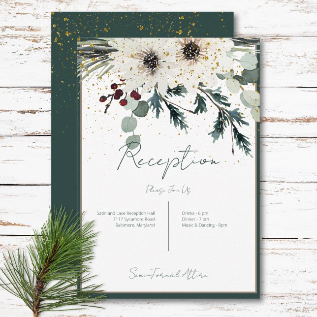 Rustic Berries Winter Floral Reception Enclosure Card (Rustic Berries Winter Floral Reception Enclosure Card)