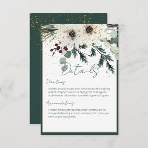 Rustic Berries Winter Floral Wedding Details Enclosure Card