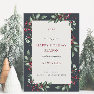 Rustic Berry Branch Business Holiday Card
