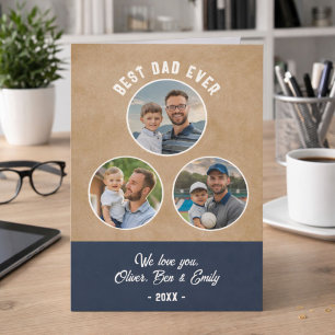 Rustic Best Dad 3 Photos Father`s Day Keepsake  Card