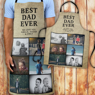 Rustic Best Dad Ever Custom 6 Photo Collage Apron