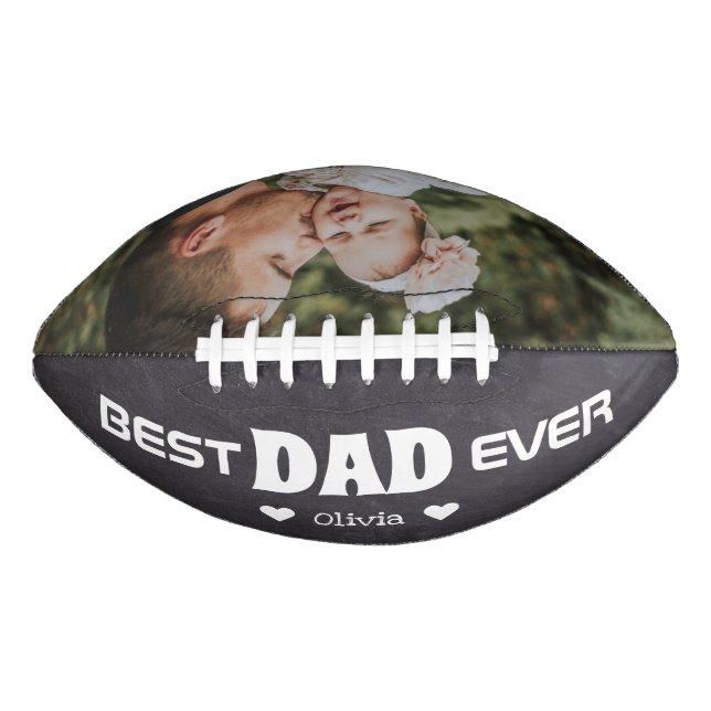Rustic Best Dad Ever Custom Photo Chalkboard Football (Front)