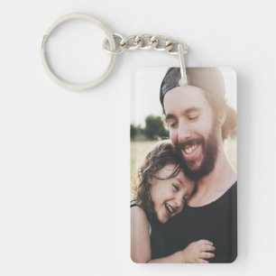 Rustic Best Dad Ever Custom Photo Key Ring