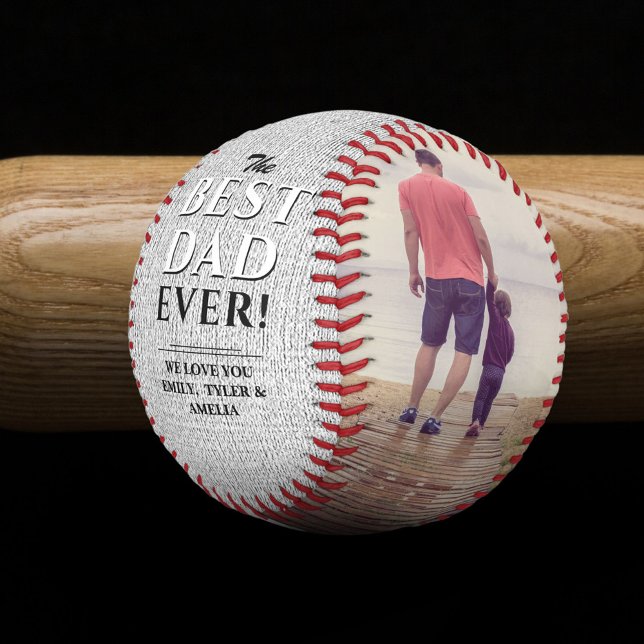 Rustic Best Dad Ever Father`s Day 2 Photo Collage Baseball (Creator Uploaded)
