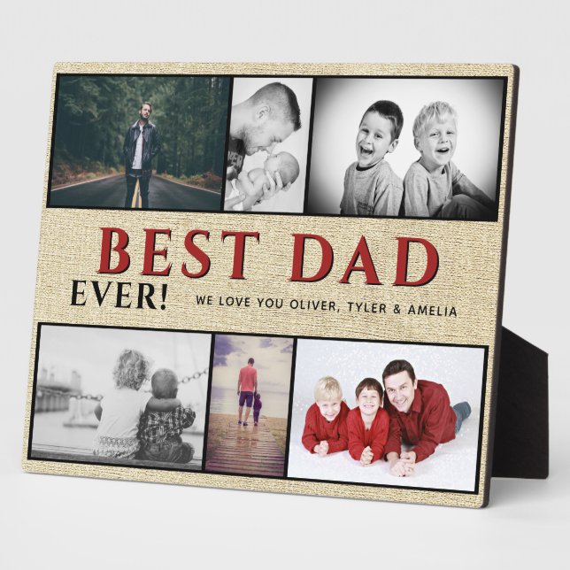 Rustic Best Dad Ever Father`s day 6 Photo Collage Plaque (Side)