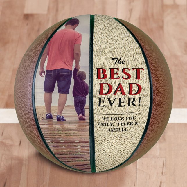 Rustic Best Dad Ever Father`s Day Photo Basketball (Creator Uploaded)