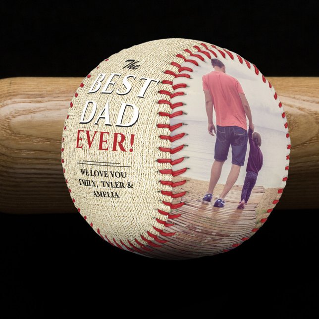 Rustic Best Dad Ever Father`s Day Photo Collage Baseball (Creator Uploaded)