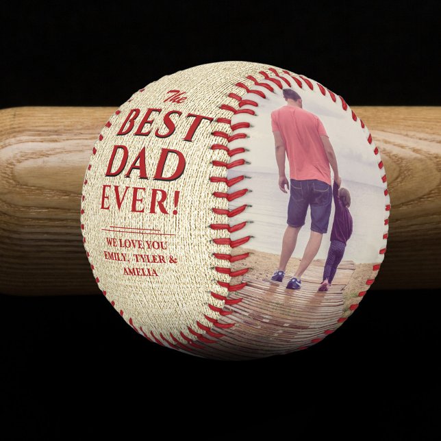 Rustic Best Dad Ever Father`s Day Photo Collage Baseball (Creator Uploaded)