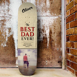 Rustic Best Dad Ever Typography Photo Skateboard