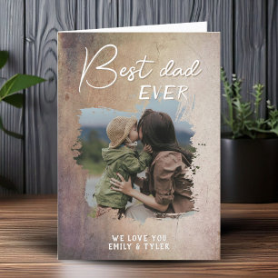 Rustic Best Dad Family Photo Father`s Day  Holiday Card