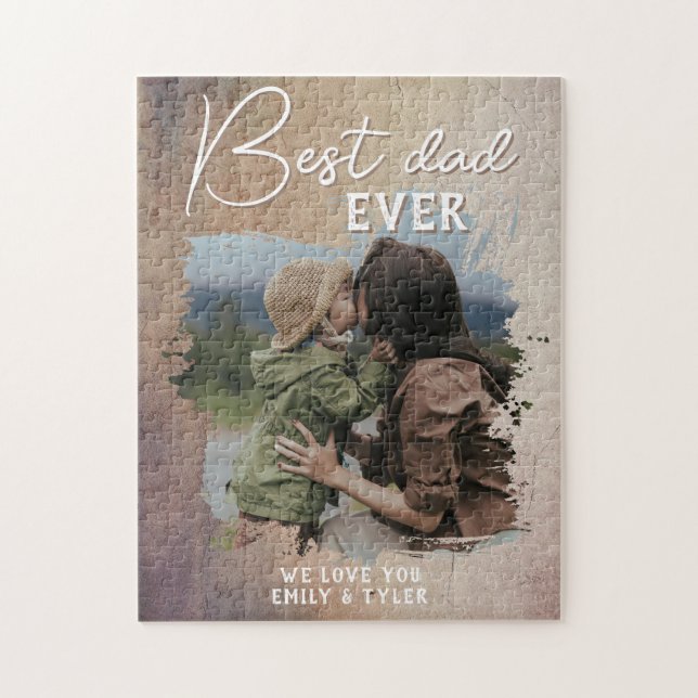 Rustic Best Dad Family Photo Father`s Day  Jigsaw Puzzle (Vertical)