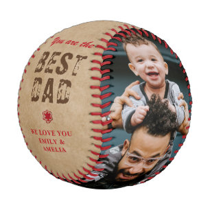 Rustic Best Dad Father`s Day 2 Photo Collage Baseball
