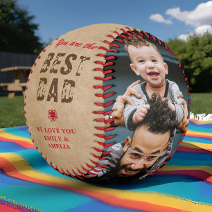 Rustic Best Dad Father`s Day 2 Photo Collage Baseball