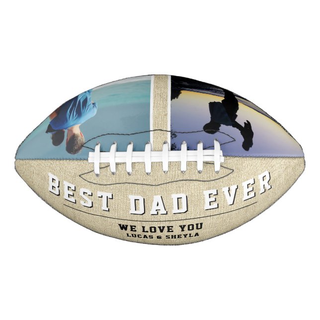 Rustic Best Dad Father`s Day 2 Photo Collage Football (Front)
