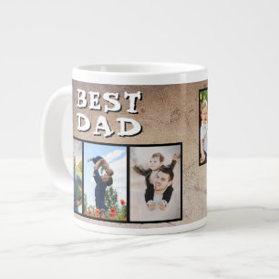 Rustic Best Dad Father's Day 6 Photo  Large Coffee Mug