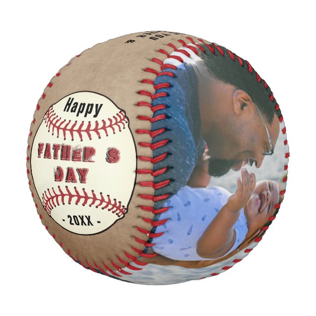 Rustic Best Dad Happy Father`s Day 2 Photo Baseball (Angled)