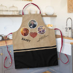 Rustic Best Dad Heart Father`s Day 3 Photo Black Apron<br><div class="desc">Rustic Best Dad Heart Father`s Day 3 Photo Collage Black Apron. 3 photos in oval frames - add 3 photos. Hand-drawn red heart on rustic beige background. You can change any text on the apron. This personalised apron is a perfect gift for a dad for Father`s Day, birthday or Christmas....</div>
