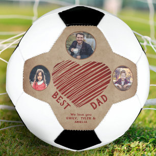 Rustic Best Dad Heart Father`s Day 3 Photos  Soccer Ball