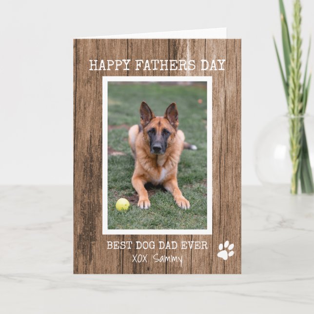 Rustic Best Dog Dad Ever Photo Father's Day Card (Front)