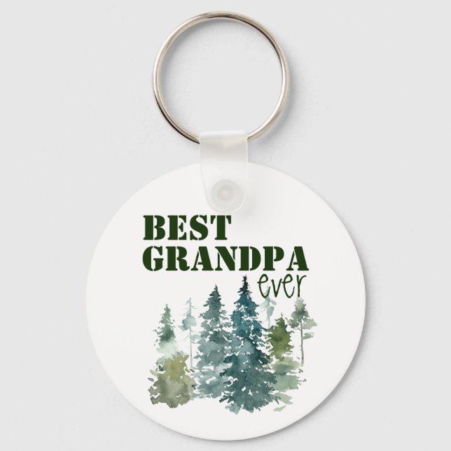 Rustic Best Grandpa Ever Nature Loving Key Ring (Front)
