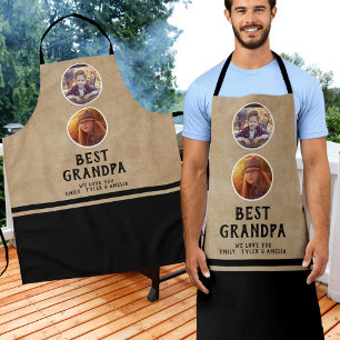 Rustic Best Grandpa Father`s Day 2 Photo Black Apron