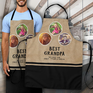 Rustic Best Grandpa Father`s Day 3 Photo Black Apron