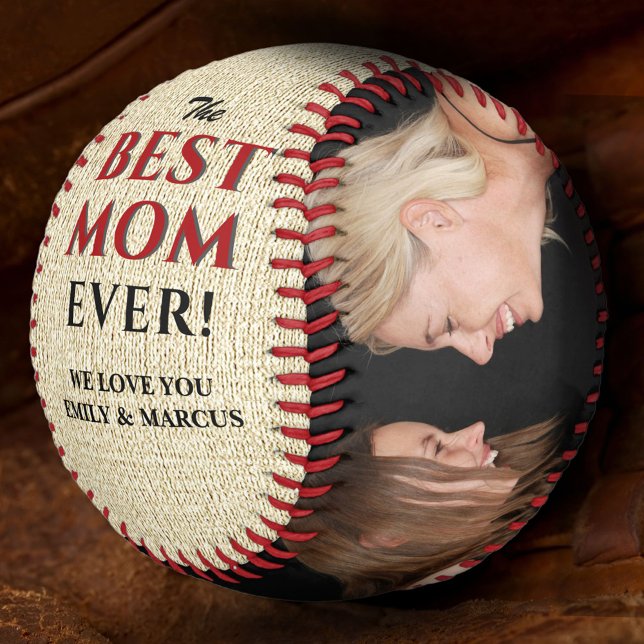 Rustic Best Mum Ever Mother`s Day Photo Collage Baseball (Creator Uploaded)