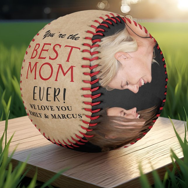 Rustic Best Mum Mother`s Day Photo Collage  Softball (Creator Uploaded)