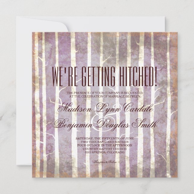 Rustic Birch Aspen Trees Fall Wedding Invitations (Front)