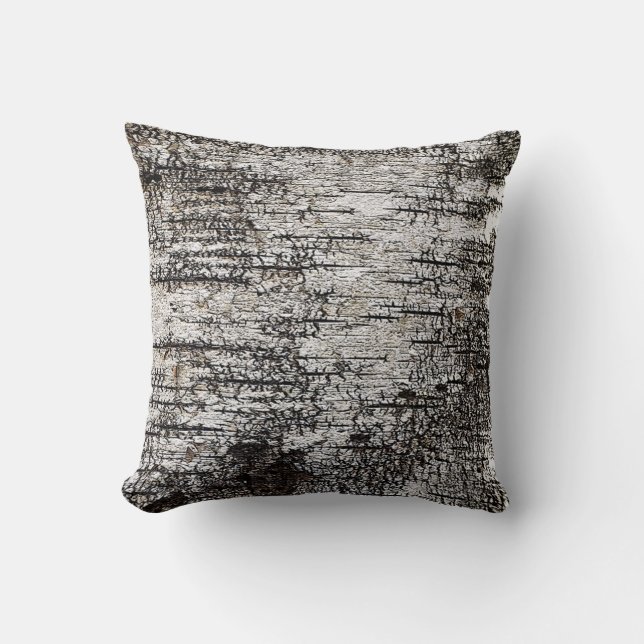 Rustic Birch Bark Texture Pattern Neutral Colours Cushion (Front)