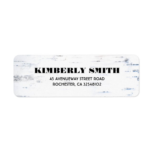 Rustic Birch Bark Texture Wedding Return Address Label (Front)