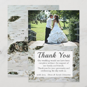 Rustic Birch Bark Wedding Photo Thank You Cards