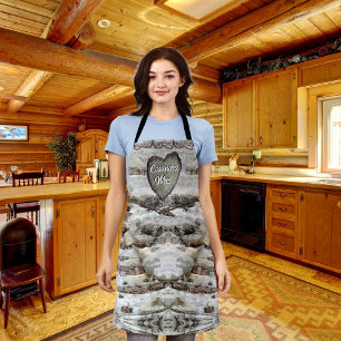 Rustic Birch Bark Wood Carved Heart Aspen Tree Apron