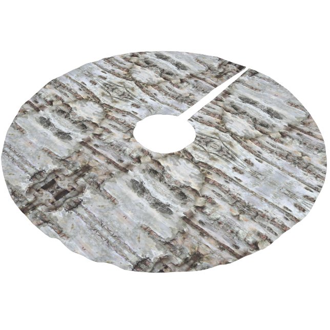 Rustic Birch Bark Wood  look Brushed Polyester Tre Tree Skirt (Angled)