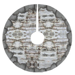 Rustic Birch Bark Wood look Brushed Polyester Tree Skirt