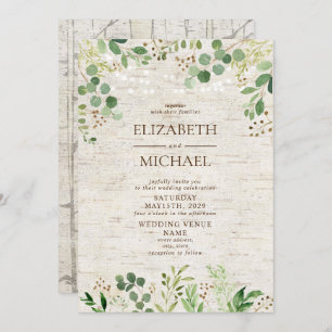 Rustic Birch Botanicals Forest Outdoor Wedding Invitation