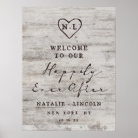 Rustic Birch Happily Ever After Reception Sign