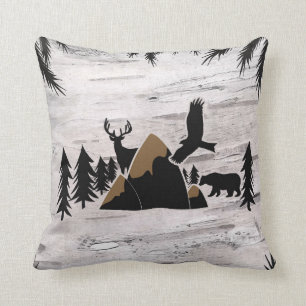 Rustic Birch Outdoor Wilderness One 1st birthday Cushion