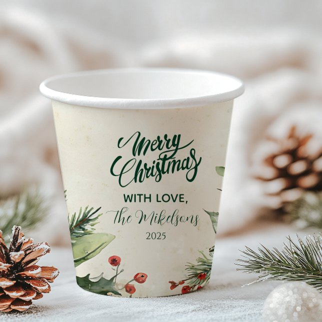 Rustic Birch Pinecone Christmas Party Paper Cups (Creator Uploaded)