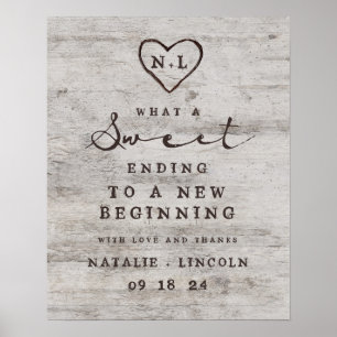 Rustic Birch Sweet Ending Treat Bar Wedding Sign