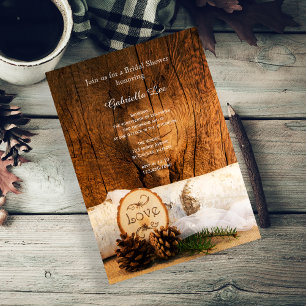 Rustic Birch Tree and Barn Wood Bridal Shower Invitation